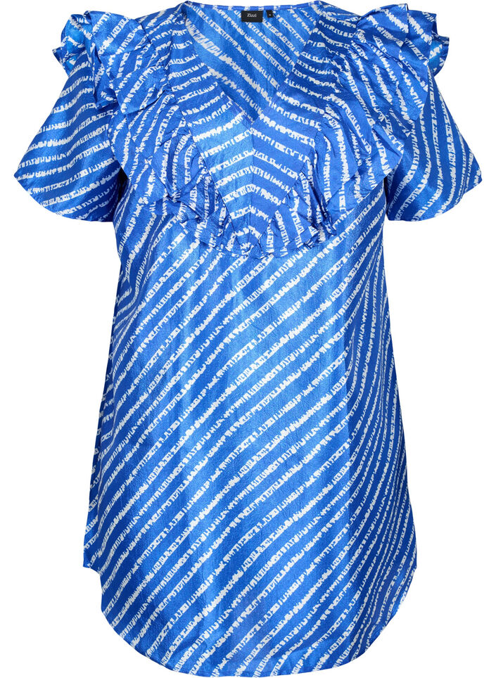 Stripad tunika med fransar, S.T.W./White Stripes, Packshot image number 0