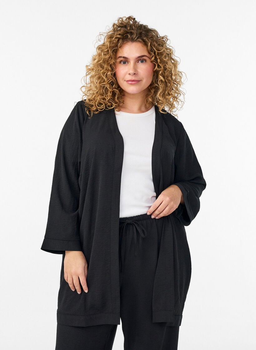Kimono med 7/8-&auml;rmar, Svart, Model image number 0