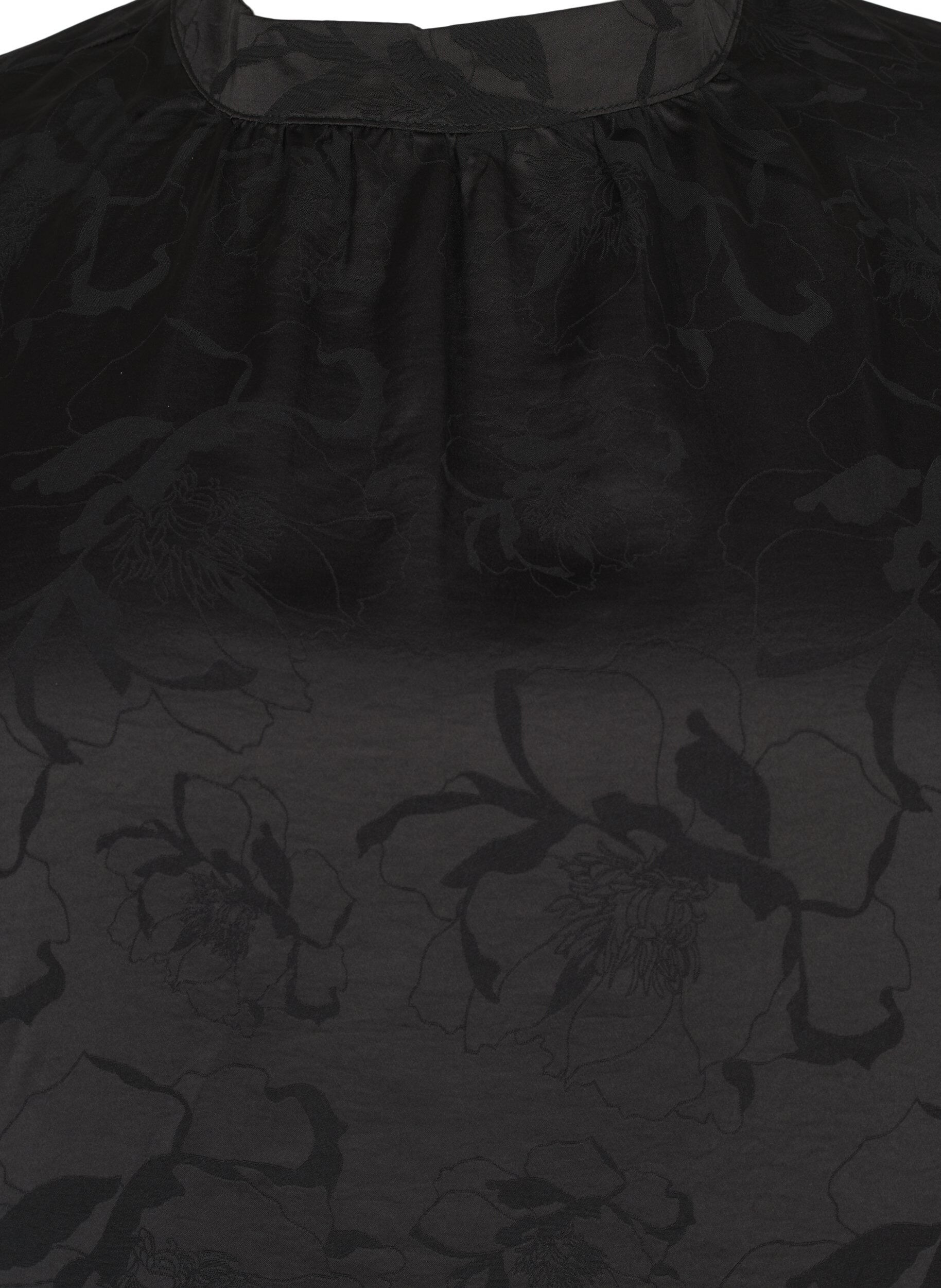 Zizzi Sat&auml;ngblus med ton-i-ton-m&ouml;nster, Black, Packshot image number 2