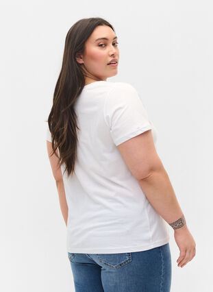 T-shirt i bomull med print, B. White w. Black, Model image number 1