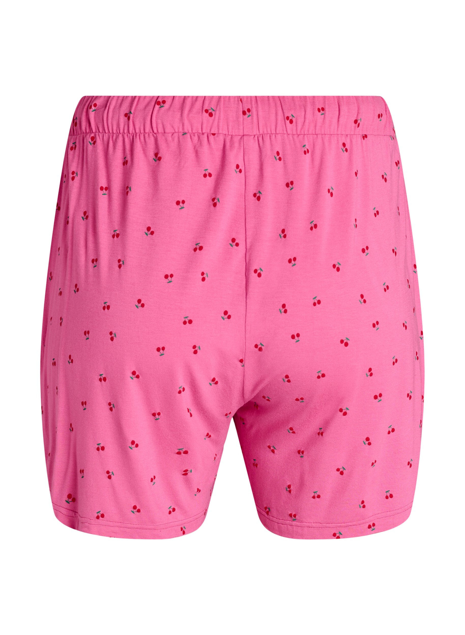 Zizzi Pyjamasshorts i viskosjersey med helt&auml;ckande m&ouml;nster, Rosa, Packshot image number 1