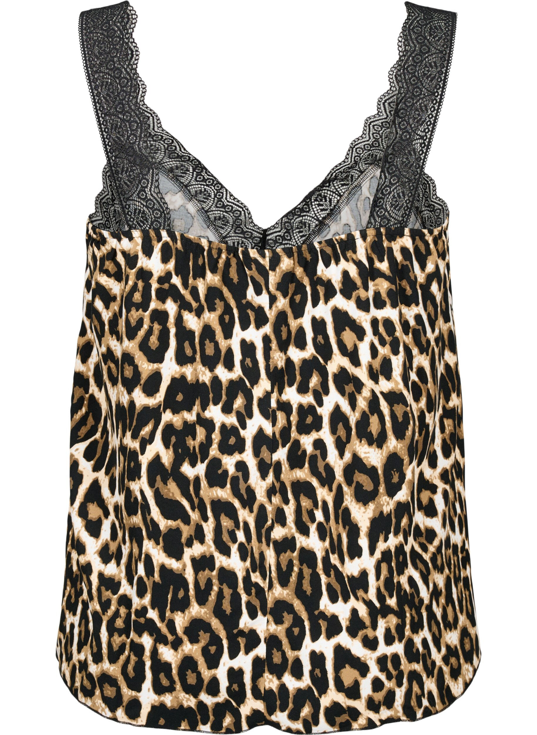 Zizzi Topp i viskos med spets, Leopard, Packshot image number 1