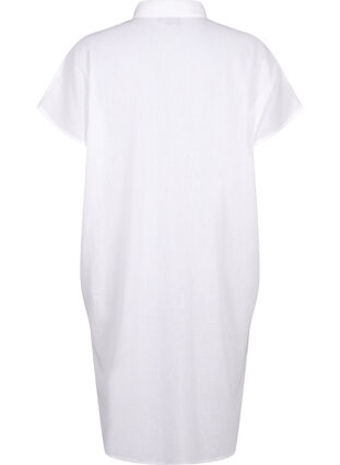 Lång skjorta i bomullsblandning med linne, Bright White, Packshot image number 1