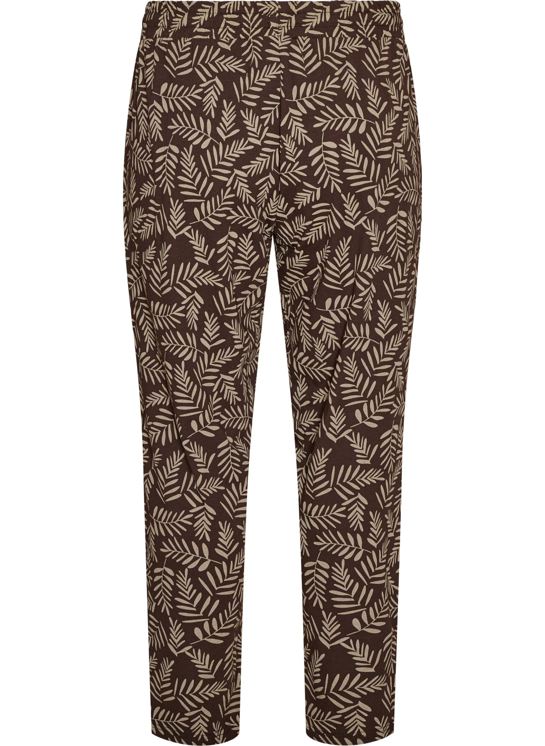 ZizziBomullspyjamasbyxor med tryck, Brun, Packshot image number 1