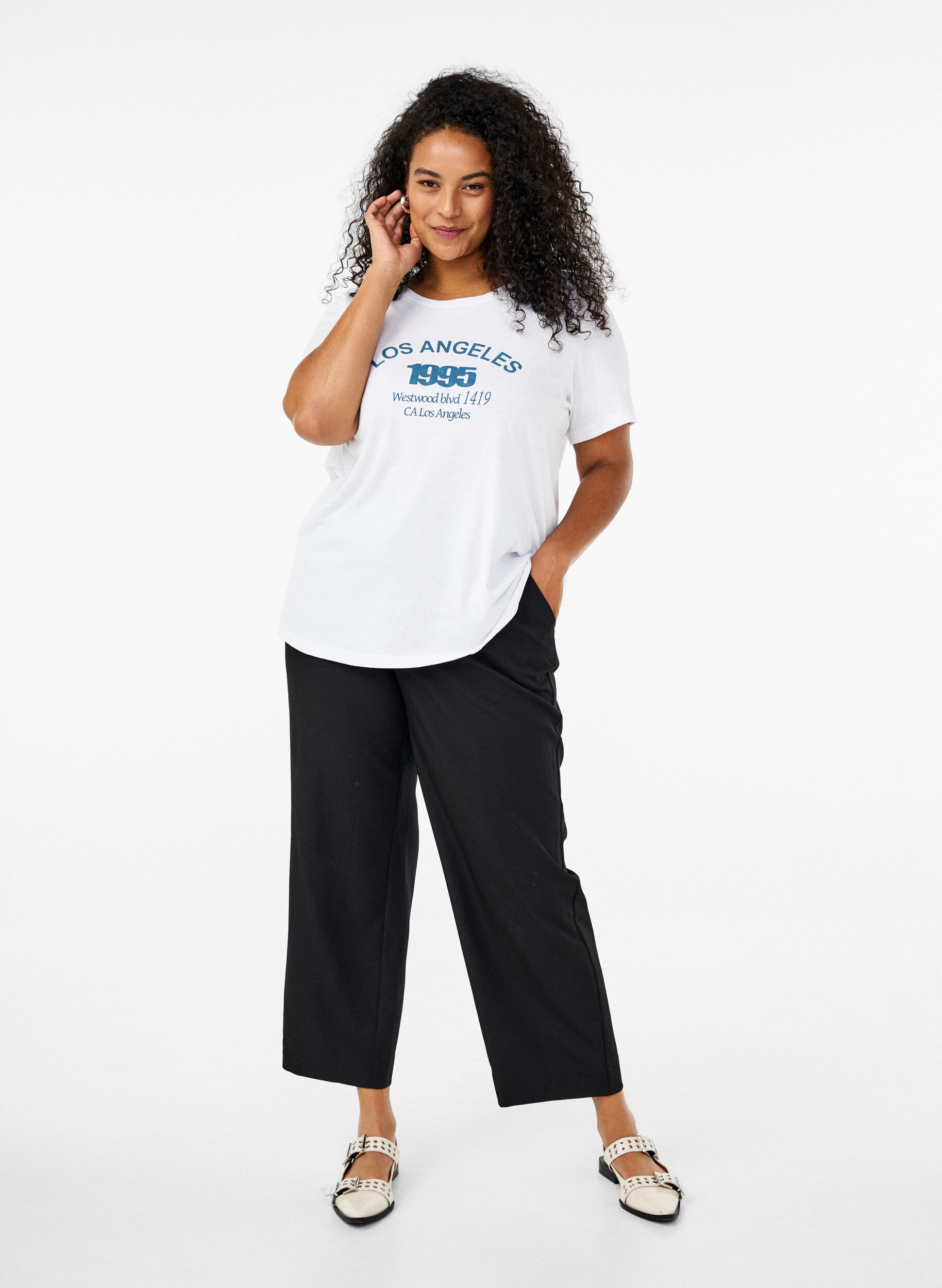 Zizzi FLASH - T-shirt med tryck, Vit, Model image number 1