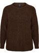 Melerad stickad blus med rund halsringning, Brun, Packshot image number 0