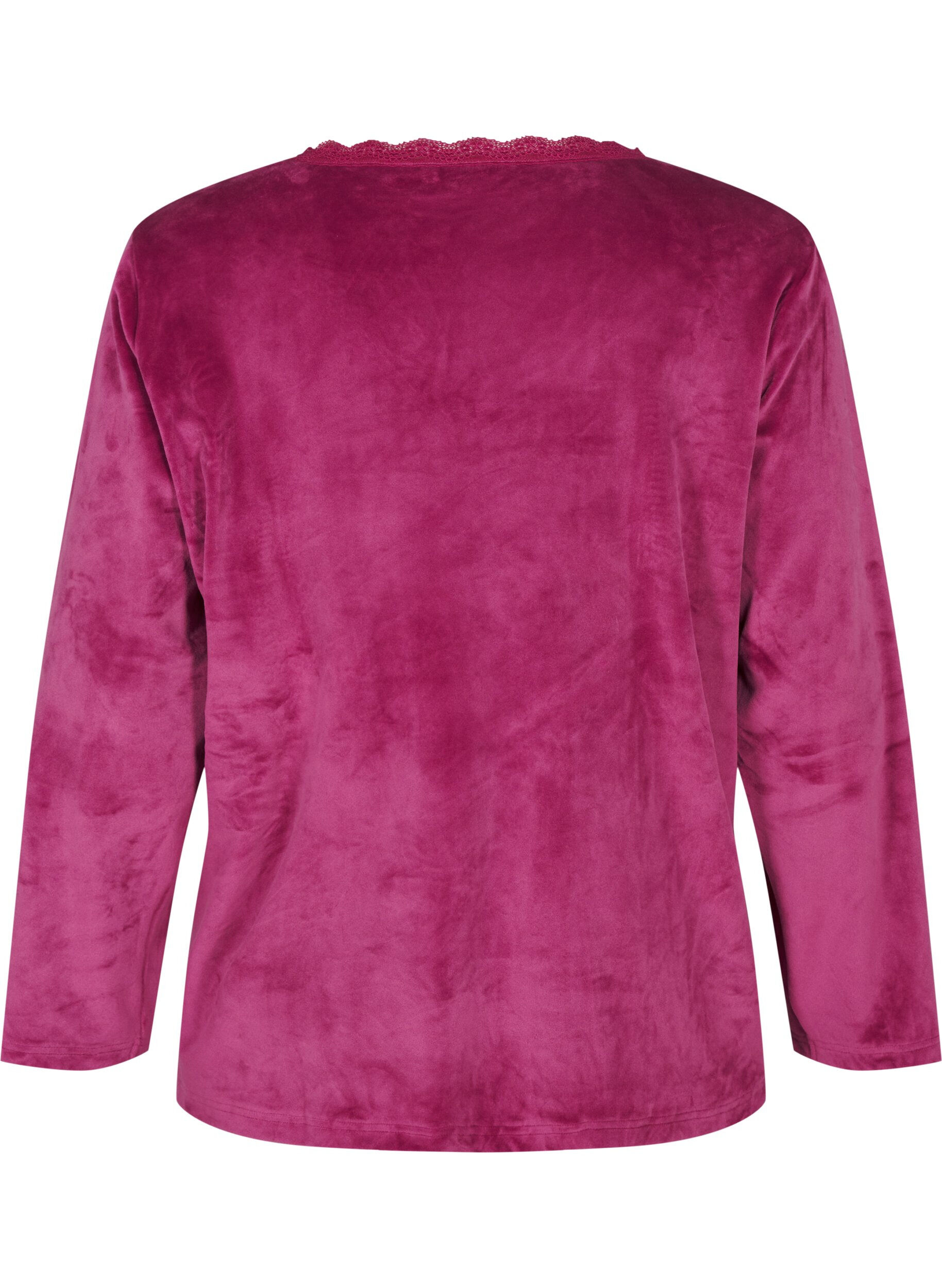 Zizzi Velourblus med v-ringning, Boysenberry, Packshot image number 1