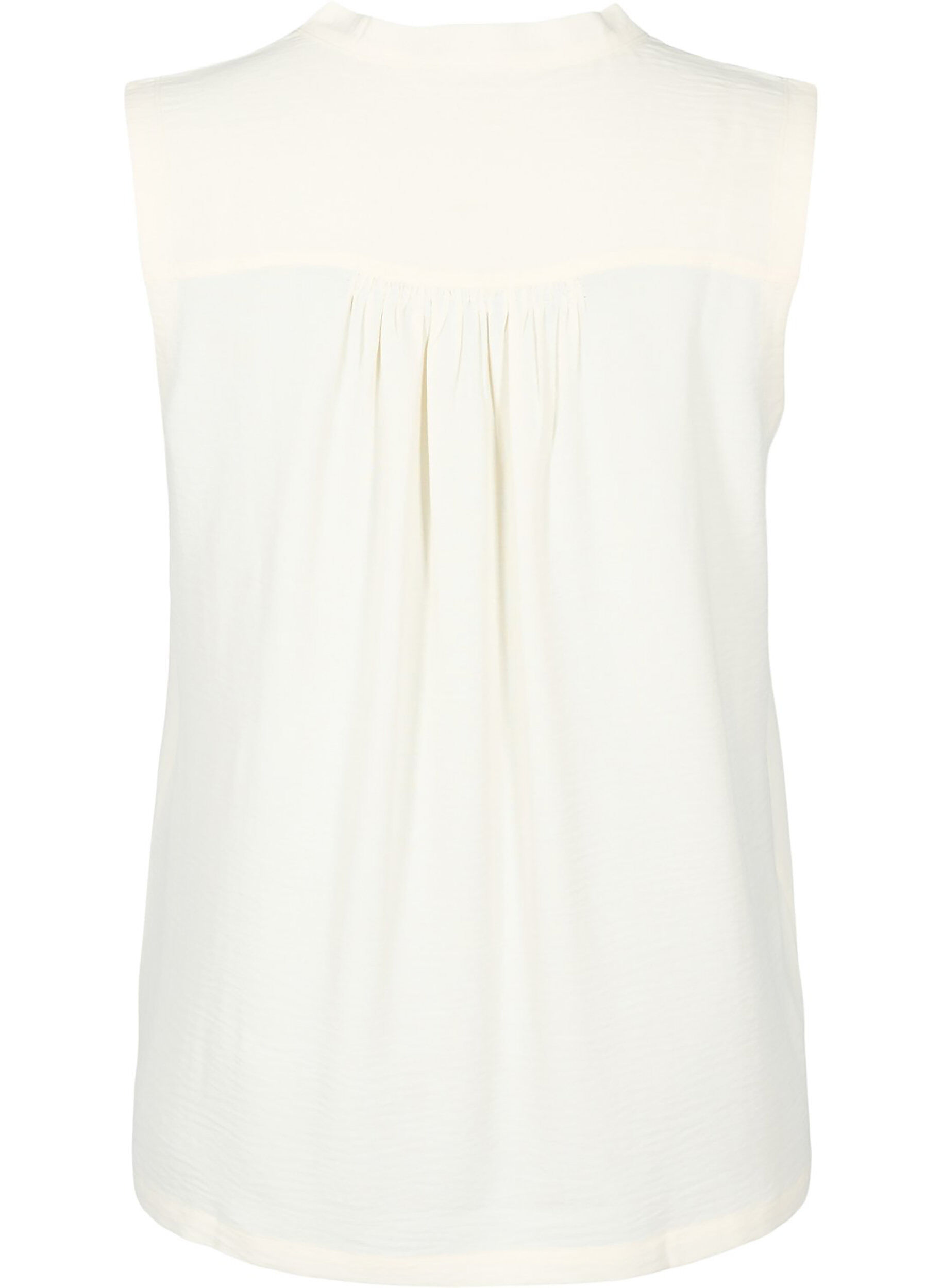 Zizzi &Auml;rml&ouml;s topp med rynkdetaljer, Vanilla, Packshot image number 1