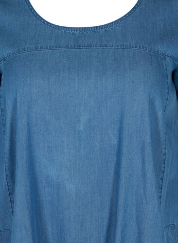 Kortärmad jeansklänning med fickor, Blue denim, Packshot image number 2
