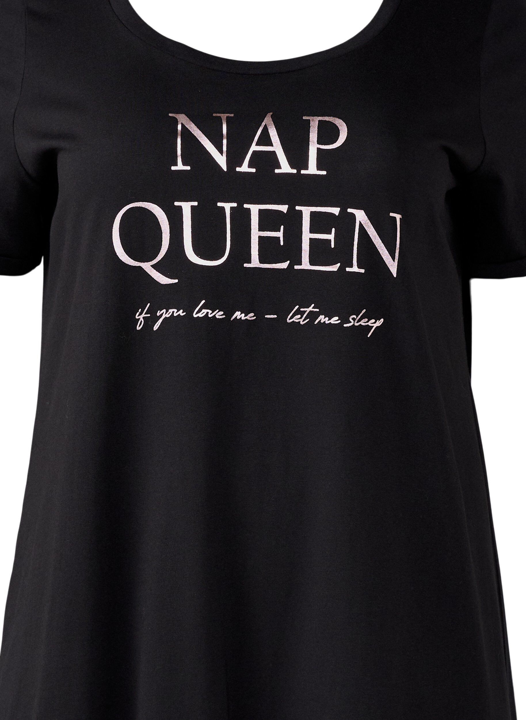 Zizzi Kort&auml;rmat nattlinne i ekologisk bomull, Svart, Packshot image number 2