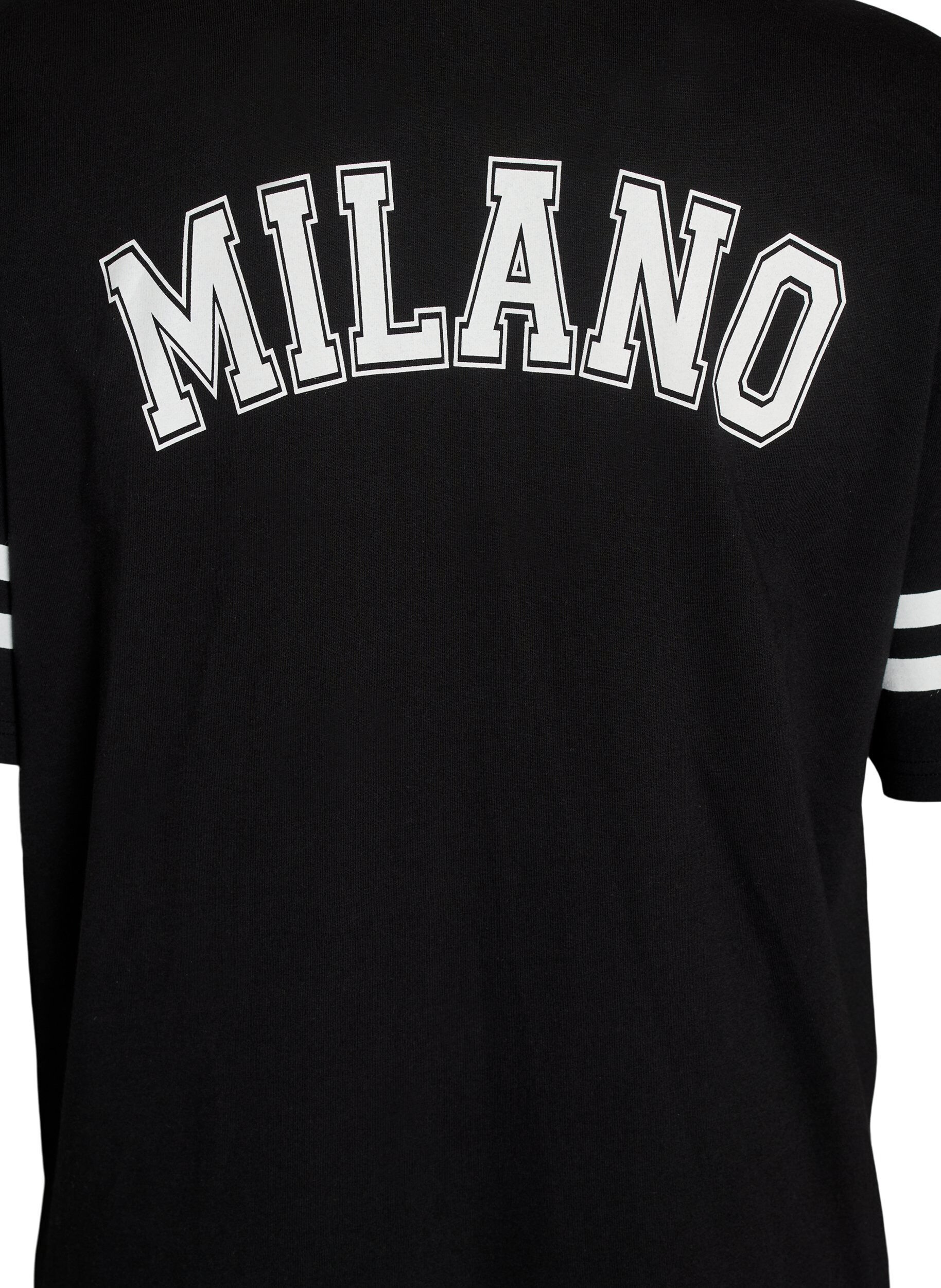 Zizzi Kort t-shirtkl&auml;nning med sportiga detaljer, Svart, Packshot image number 3