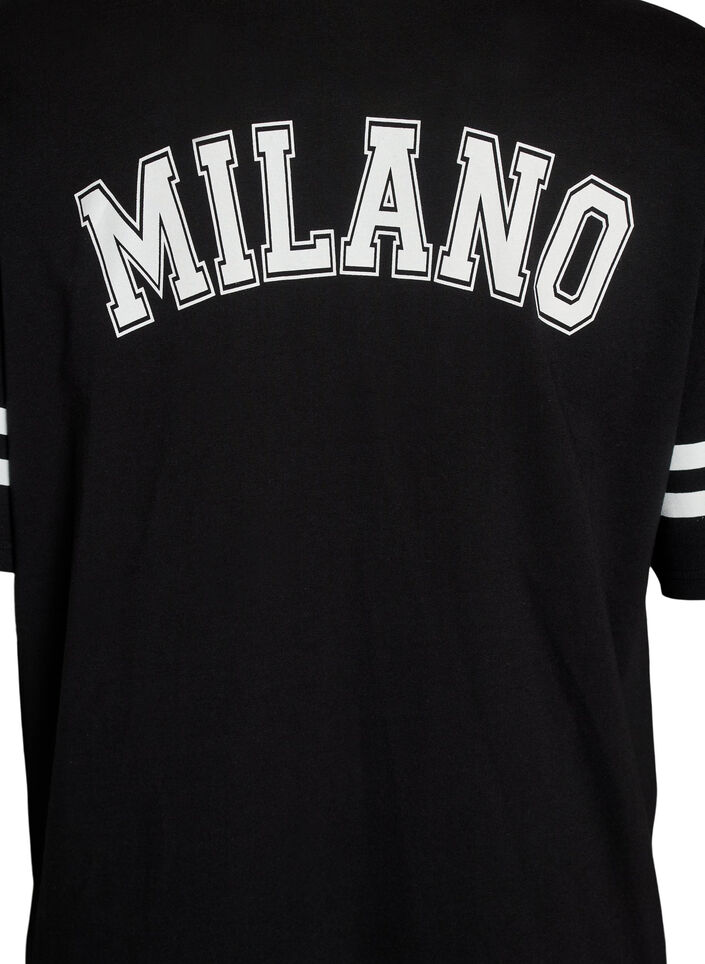 Kort t-shirtkl&auml;nning med sportiga detaljer, Svart, Packshot image number 3