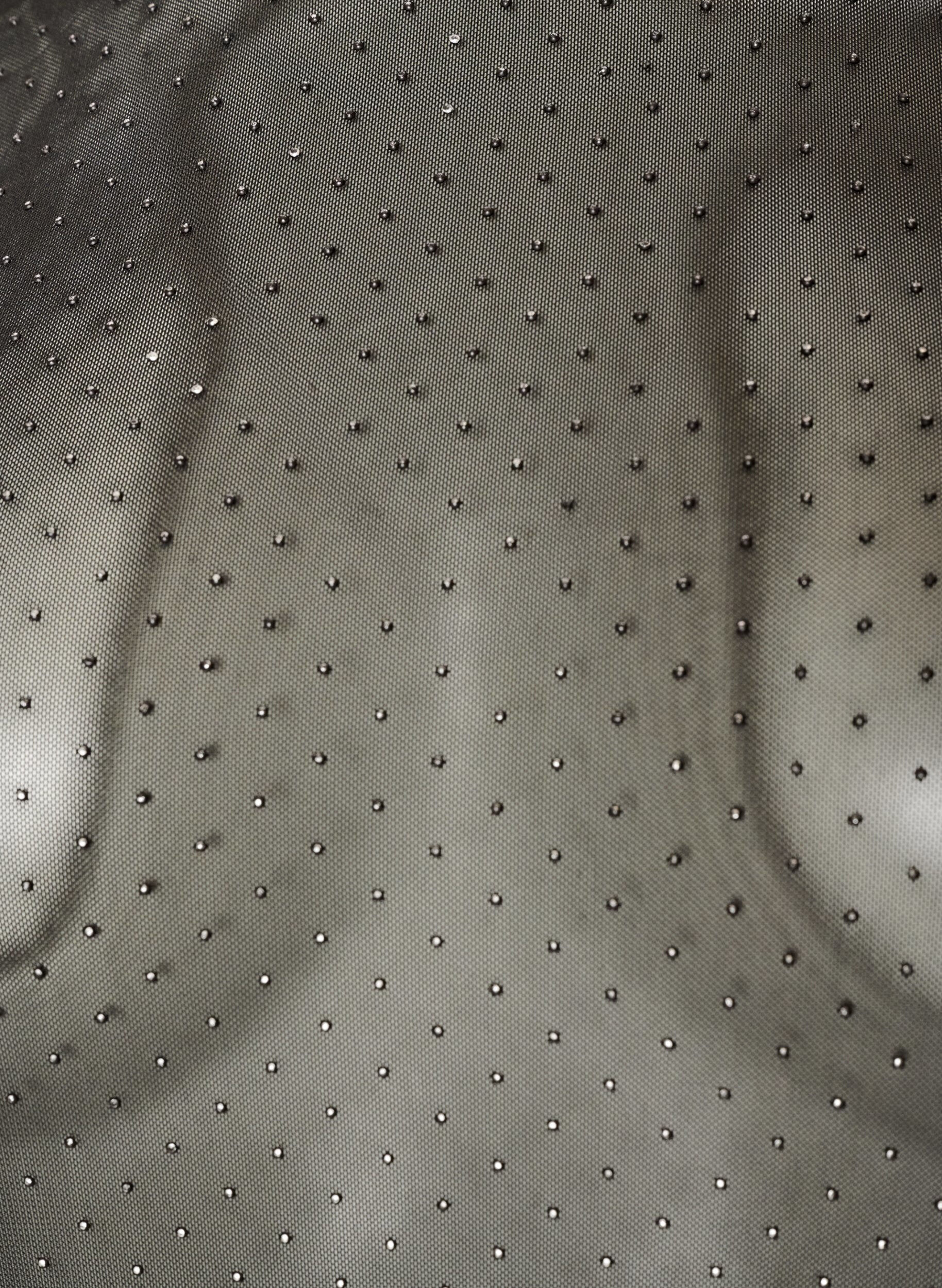 ZizziBlus i skir mesh med strass, Svart, Packshot image number 2