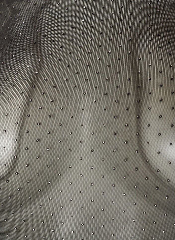 Blus i skir mesh med strass, Svart, Packshot image number 2