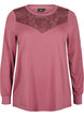 Sweatshirt med spetsdetaljer, Rose Brown, Packshot image number 0