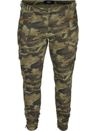 Cropped jeans med camouflageprint, Ivy Green/Camo