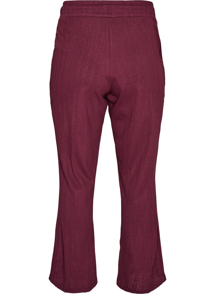 Pyjamasbyxor i ekologisk bomull med h&aring;lbroderi, M&ouml;rk Bordeaux, Packshot image number 1