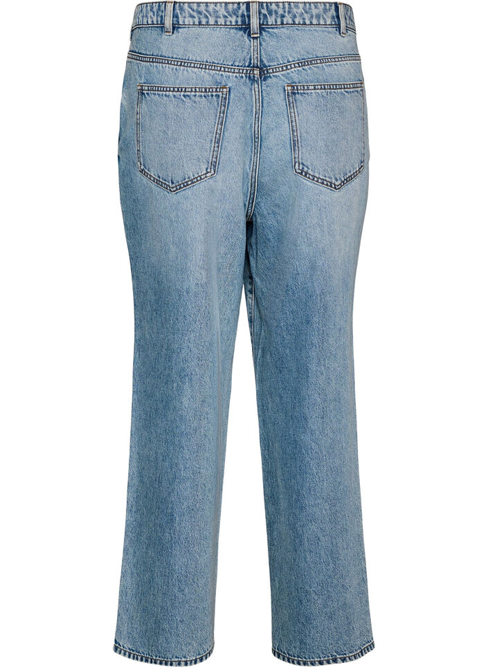 Kiana straight fit-jeans med h&ouml;g midja, Bl&aring;, Packshot image number 1