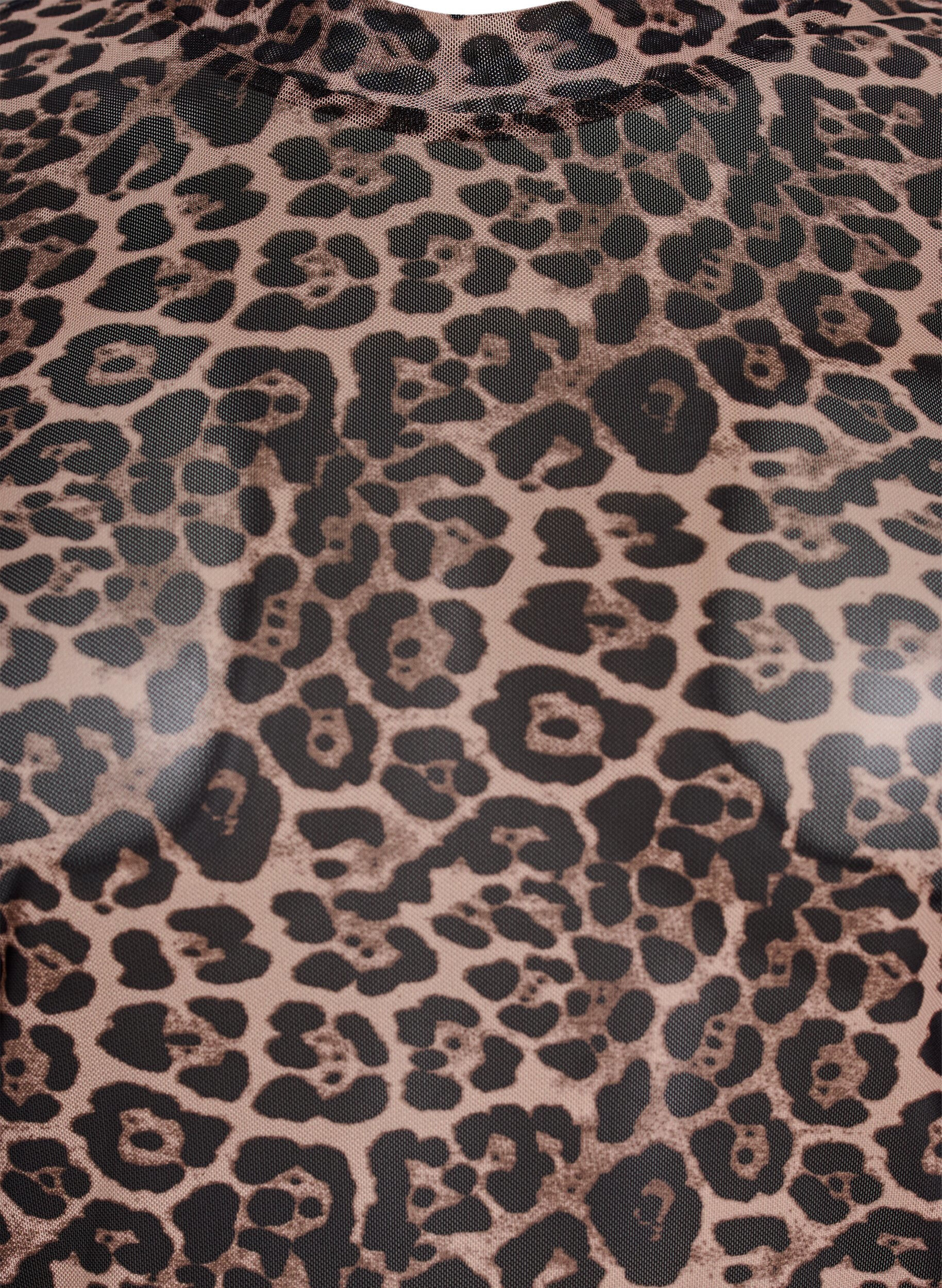 Zizzi Meshblus med leopardm&ouml;nster, Brun, Packshot image number 2