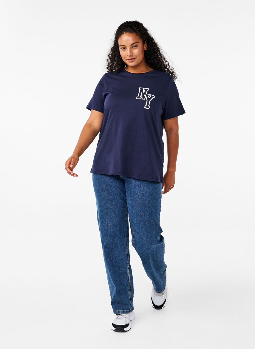 T-shirt i ekologisk bomull med tryck, Night Sky Printet, Model image number 2