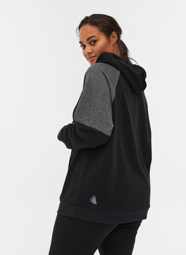 Sweatshirt med huva och ficka, Black, Model image number 1
