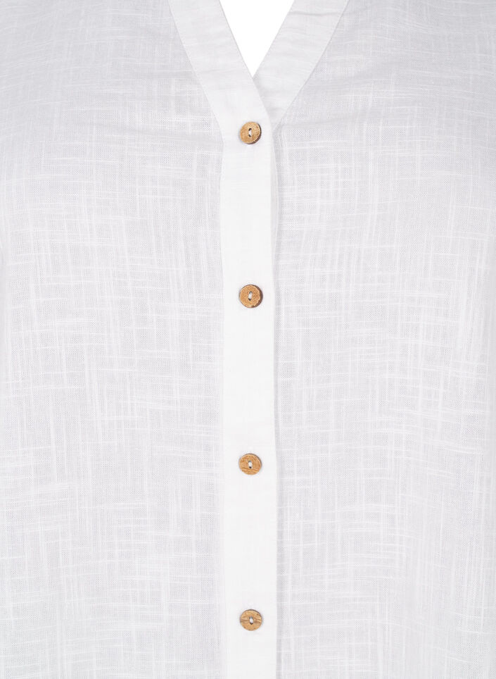 Bomullsblus med v-ringning, Vit, Packshot image number 2