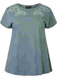 T-shirt i bomull med tryck, Balsam Green Leaf