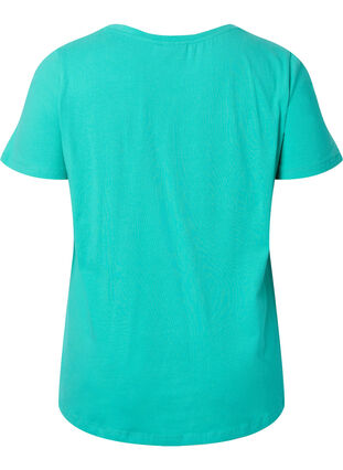 Enfärgad t-shirt i bomull, Aqua Green, Packshot image number 1