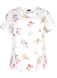 T-shirt i ekologisk bomull med blommigt tryck, Bright W. AOP Flower