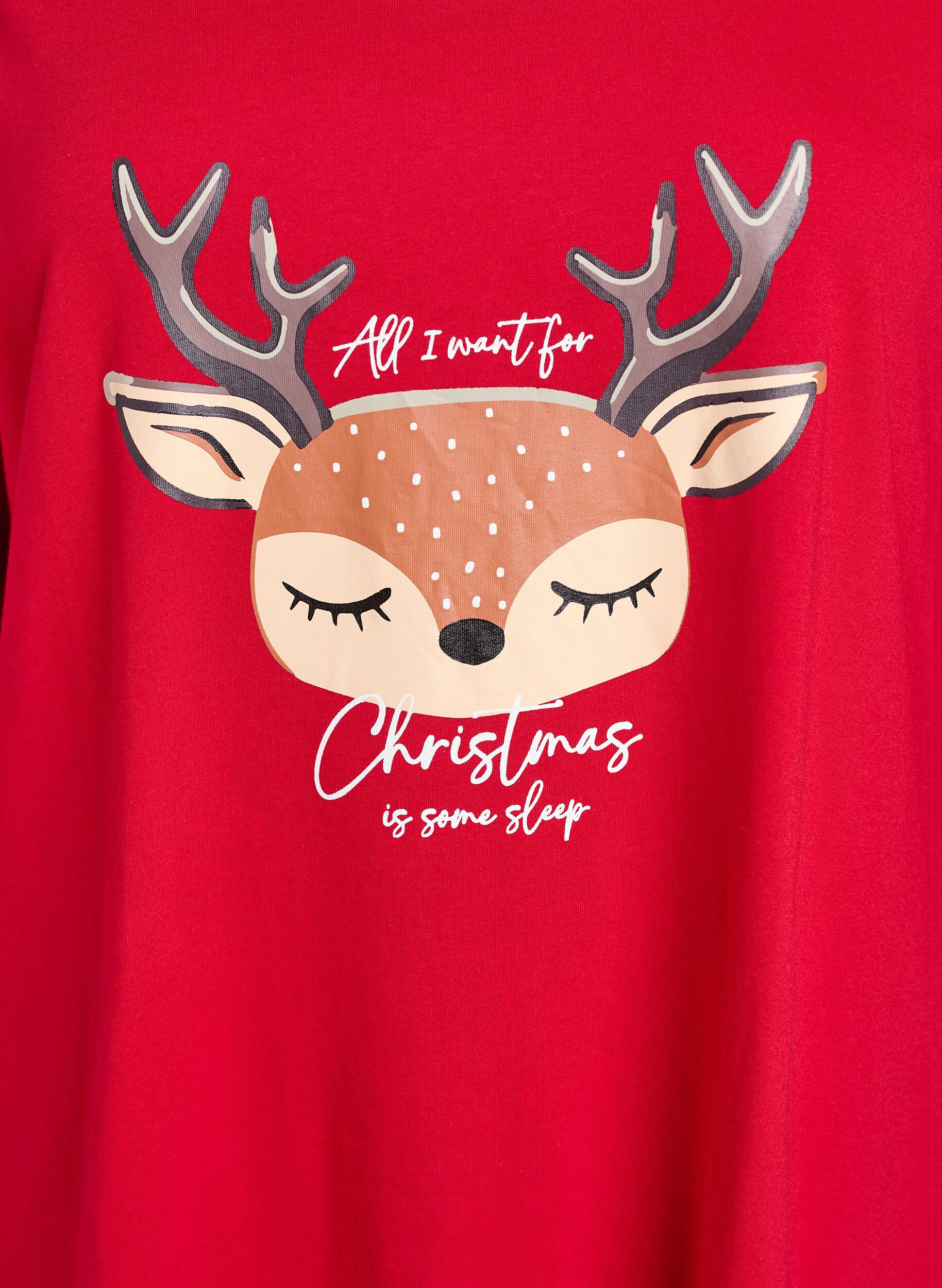 ZizziNattlinne i ekologisk bomull med julmotiv, R&ouml;d, Packshot image number 2