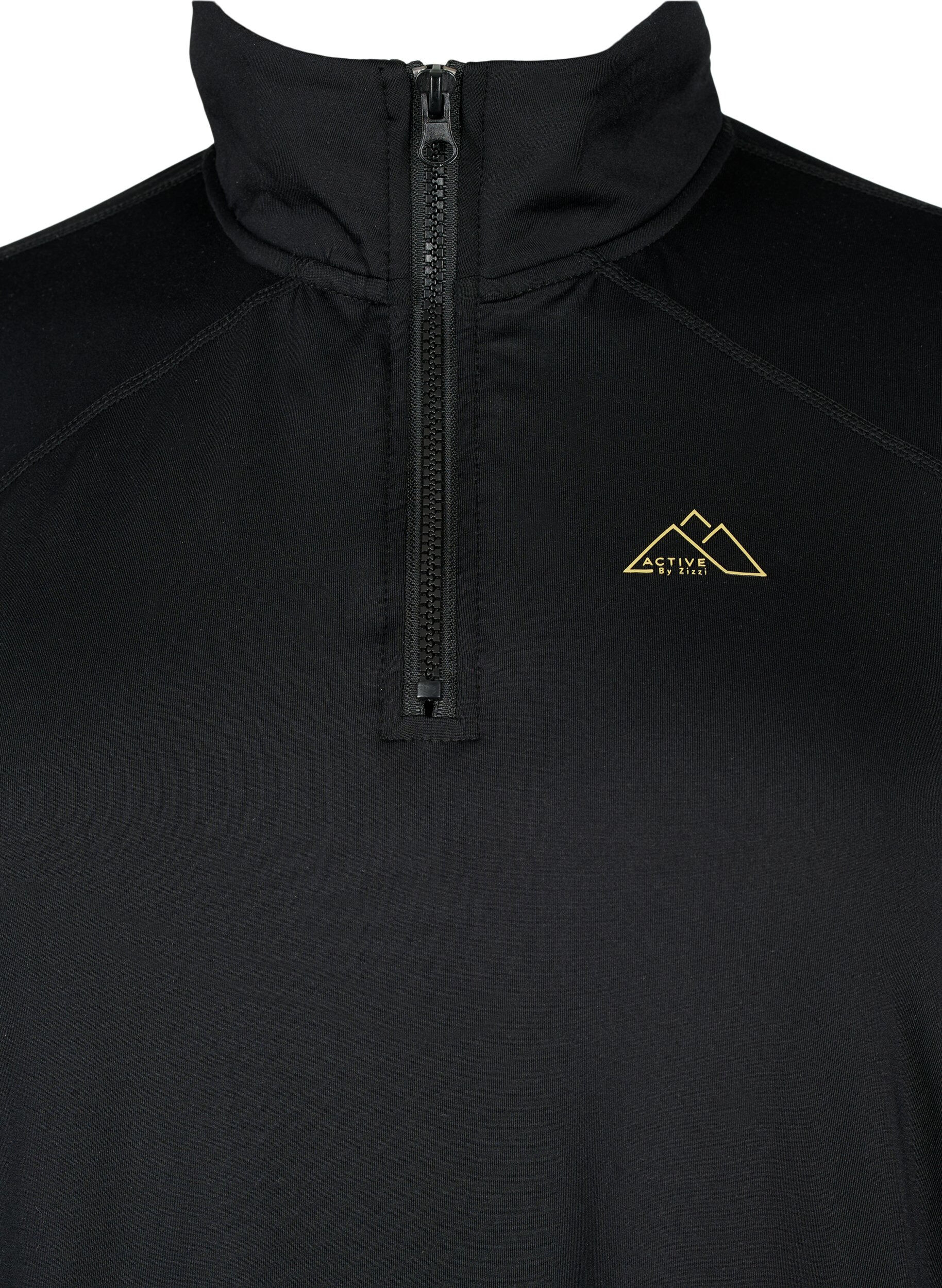 Zizzi Baselayer blus med fickor och mesh, Black, Packshot image number 2