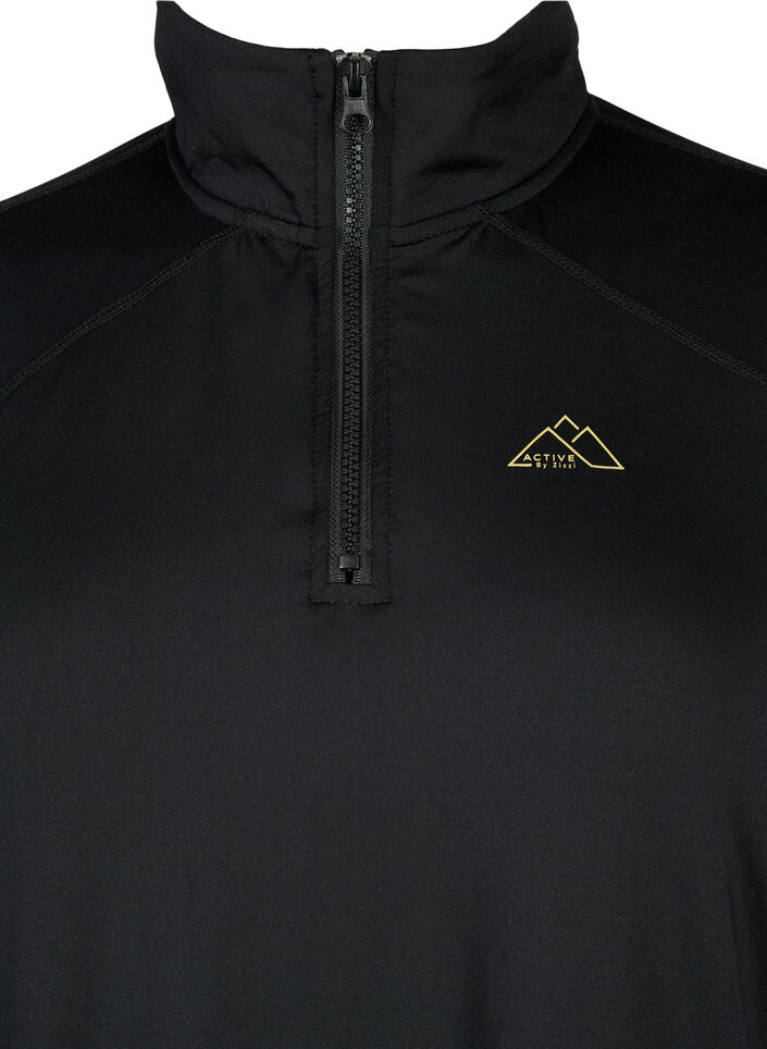 Baselayer blus med fickor och mesh, Black, Packshot image number 2