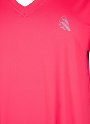Tränings t-shirt med v-ringning och lös passform, Neon Diva Pink, Packshot image number 2