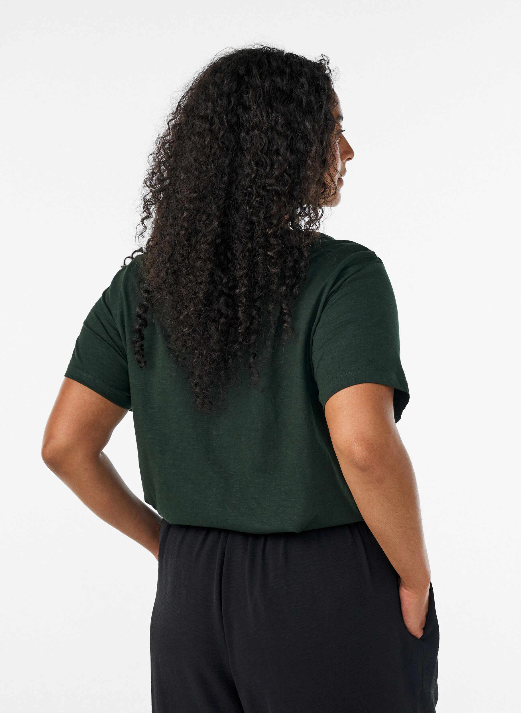 ZizziT-shirt med knappdetalj, Gr&ouml;n, Model image number 2