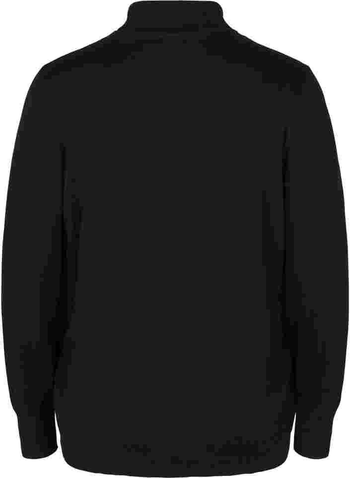 Stickad tröja i viskos med rullkrage, Black, Packshot image number 1