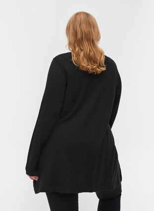 Enfärgad stickad tröja med rund halsringning, Black, Model image number 1