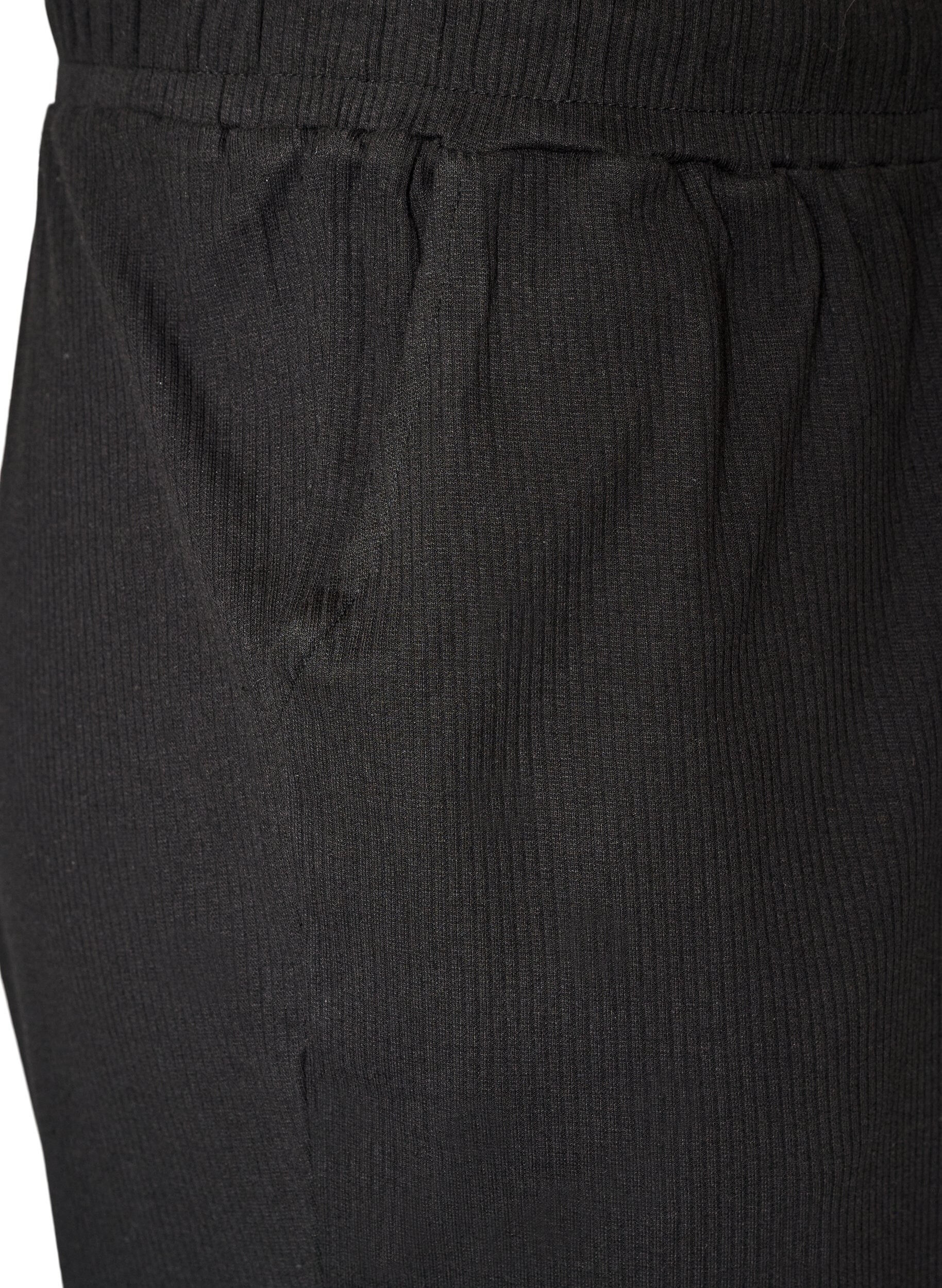 ZizziRibbade pyjamasbyxor med raka ben, Svart, Packshot image number 3