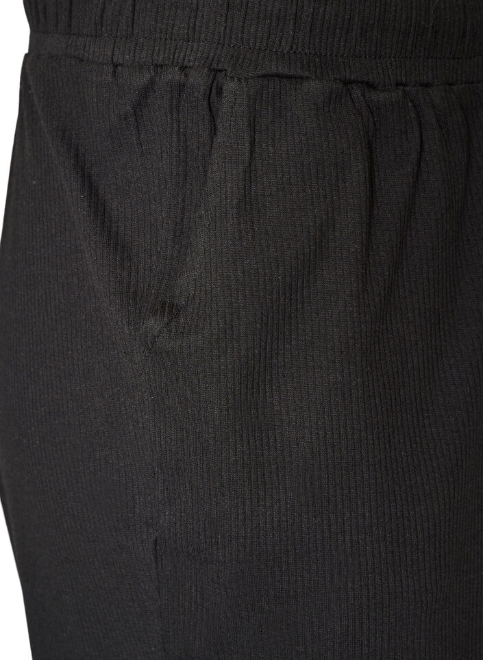 Ribbade pyjamasbyxor med raka ben, Svart, Packshot image number 3