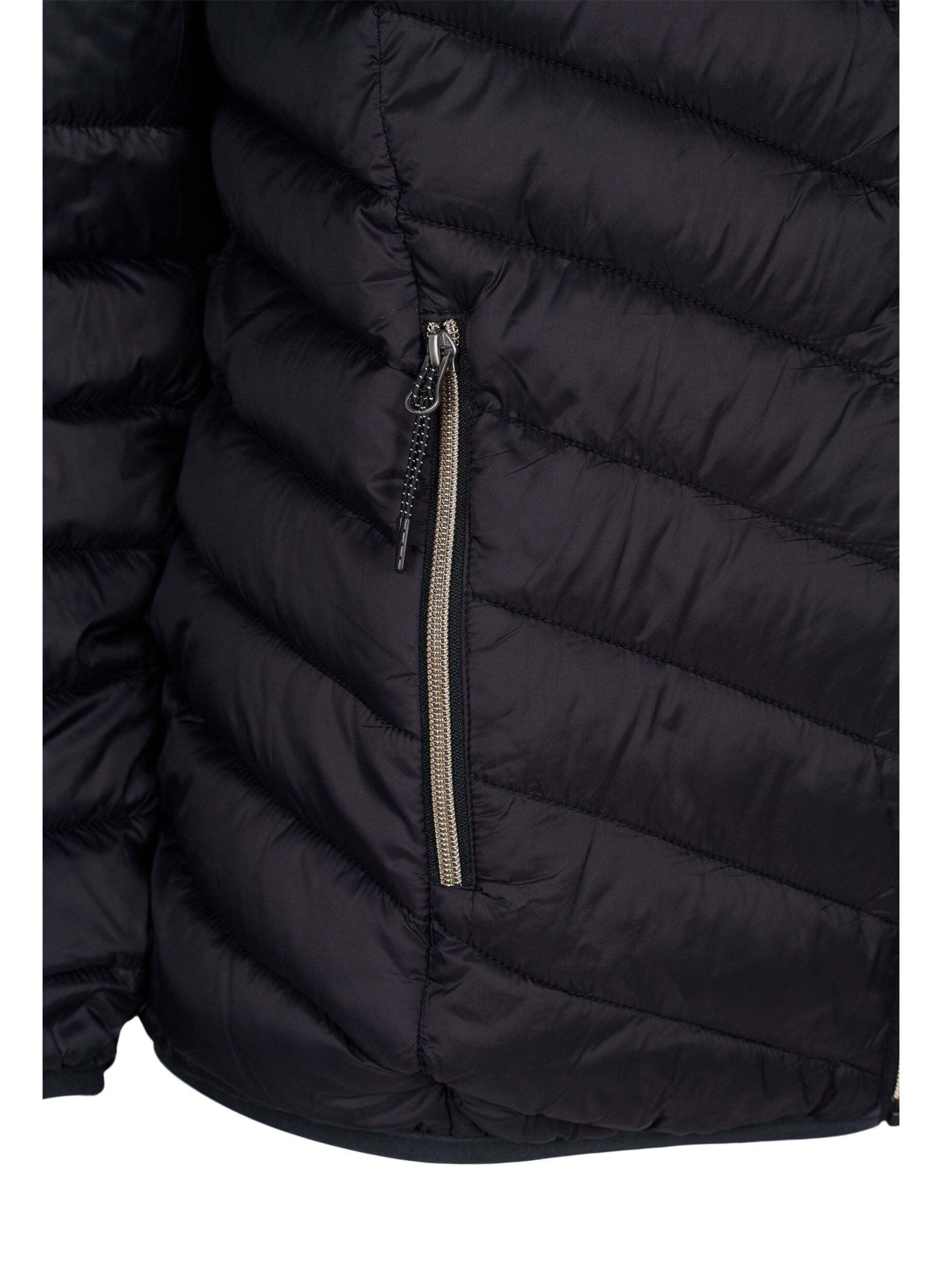 ZizziL&auml;ttviktsjacka med huva, Svart, Packshot image number 3