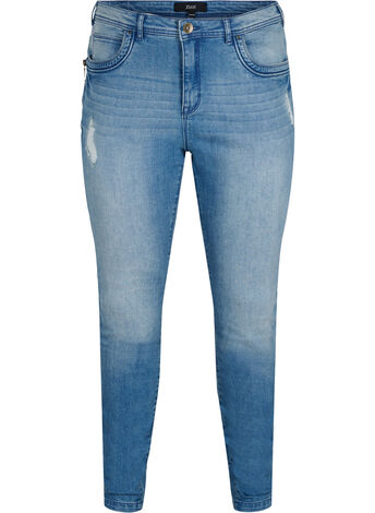 Amy jeans med super slim fit och slitna detaljer och knappar