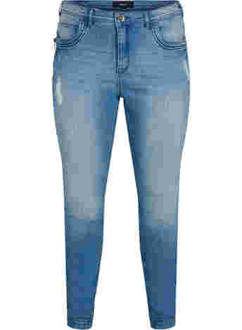 Amy jeans med super slim fit och slitna detaljer och knappar