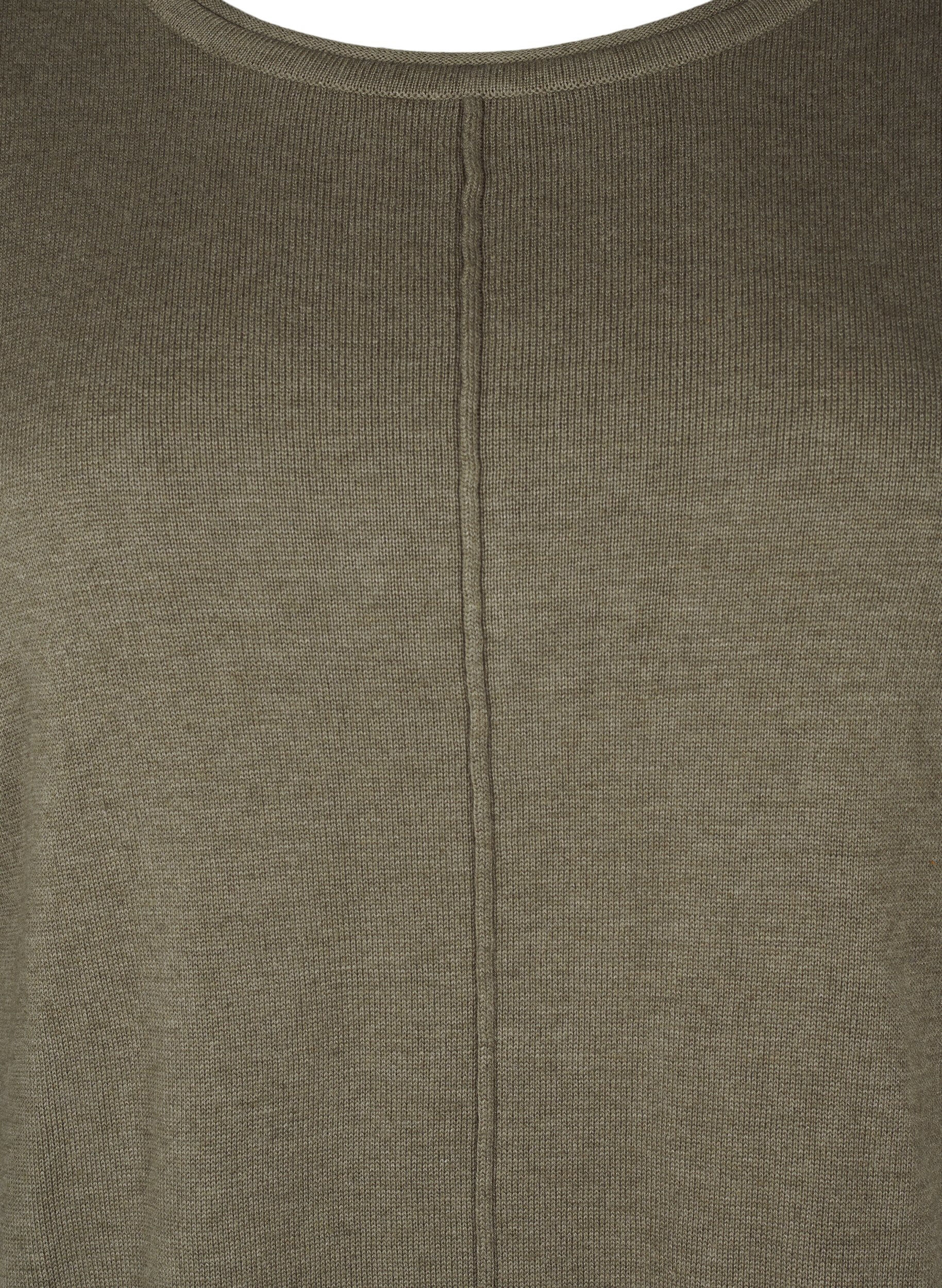 Zizzi Stickad blus i bomull-viskosblandning, Gr&ouml;n, Packshot image number 2