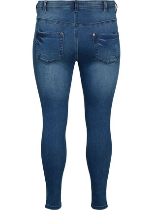 Cropped Amy jeans med blixtlås, Dark blue denim, Packshot image number 1
