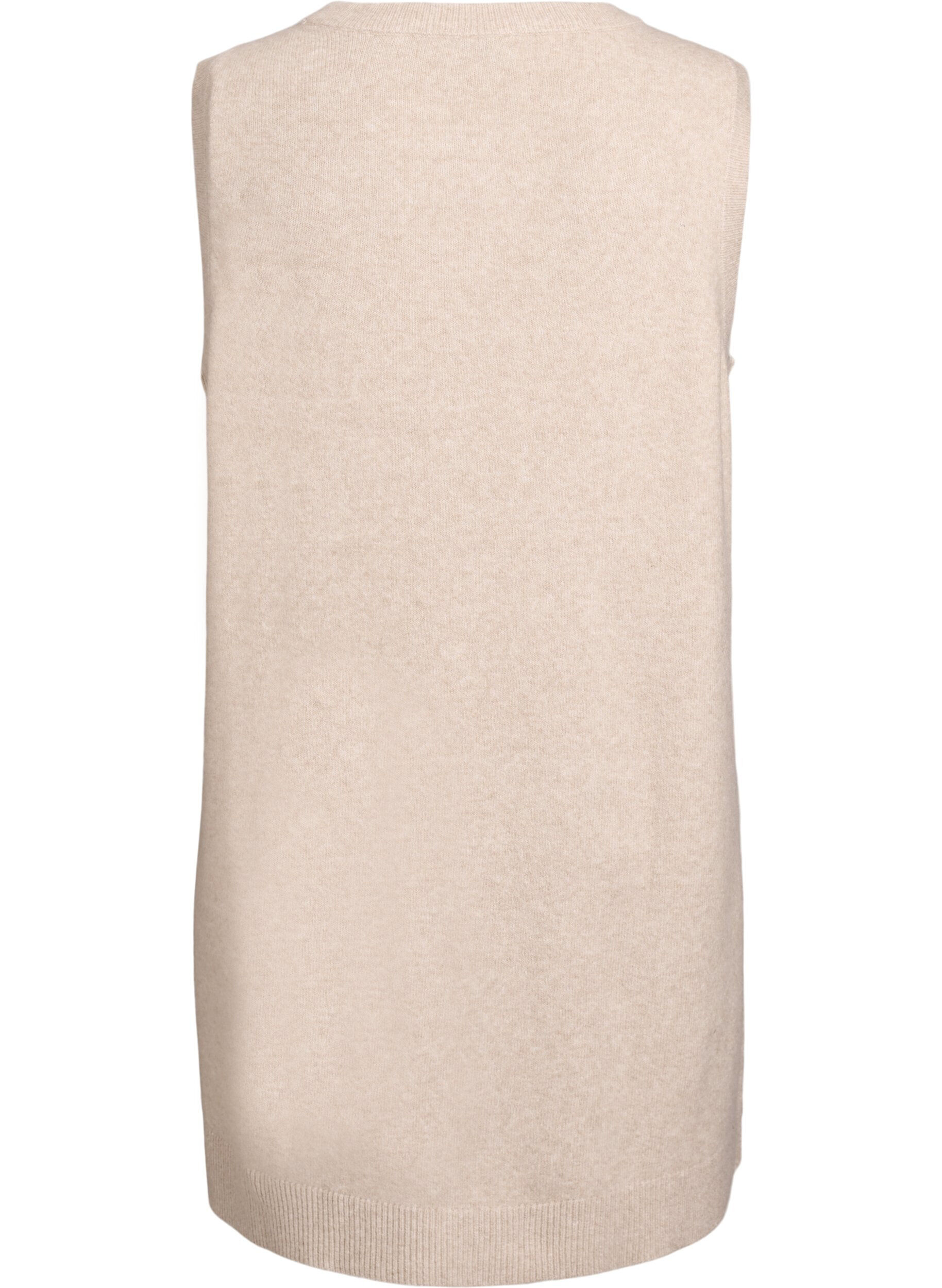 ZizziKort &auml;rml&ouml;s stickad kl&auml;nning, Beige, Packshot image number 1