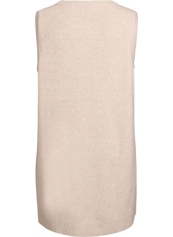 Kort &auml;rml&ouml;s stickad kl&auml;nning, Beige, Packshot image number 1