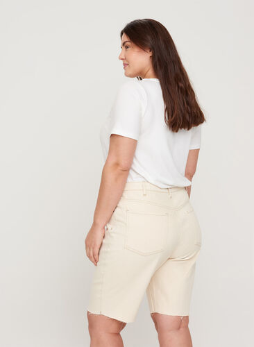 Jeansshorts med råa kanter, Light Yellow, Model image number 1