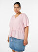 Blus med struktur och knyt i midjan, Rosa, Model image number 0