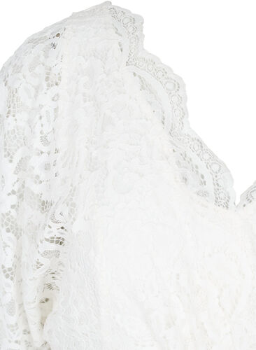 Brudklänning i spets med slits, Star White, Packshot image number 2