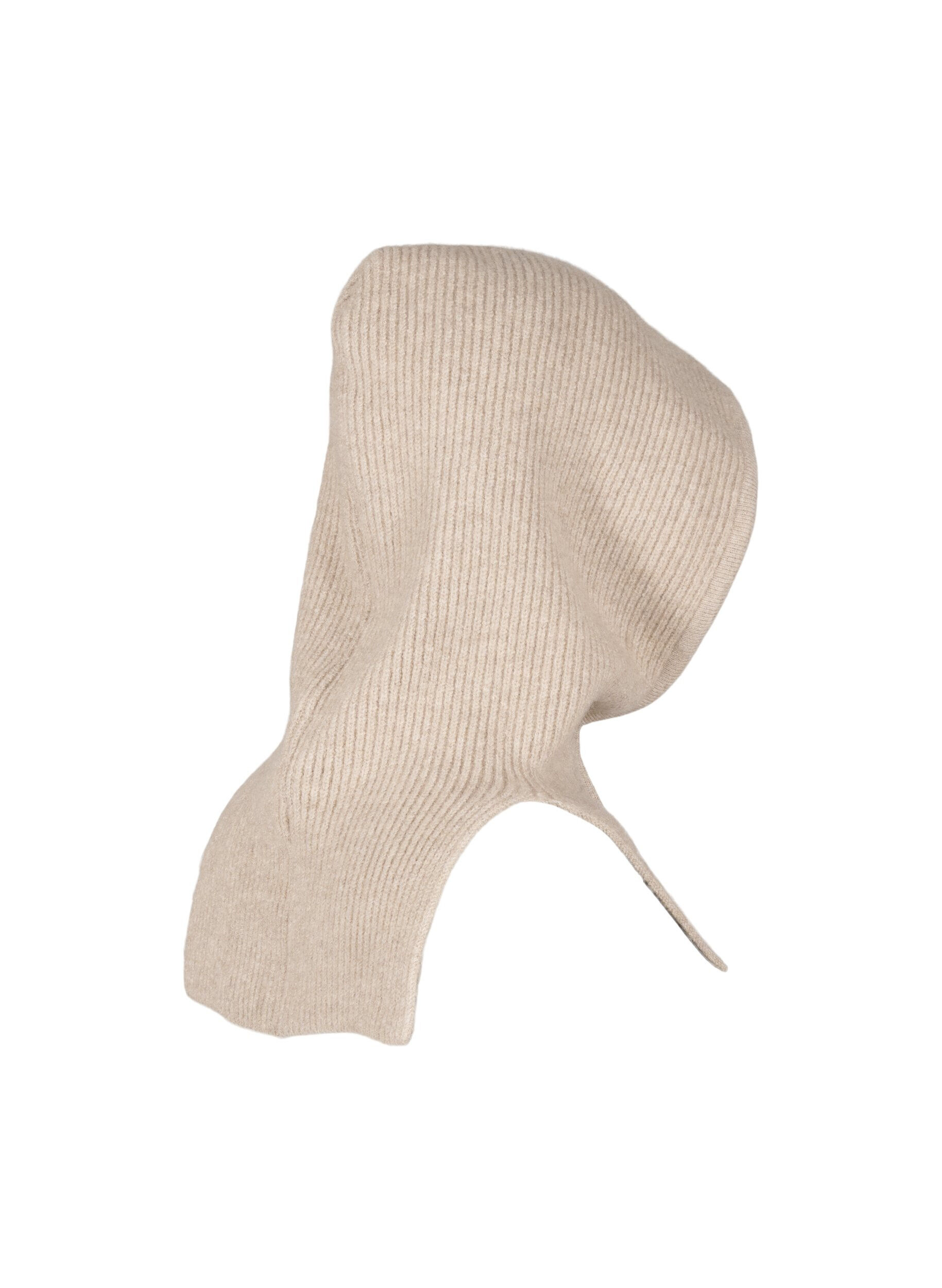 Zizzi Stickad balaklava med dragsko, Beige, Packshot image number 3