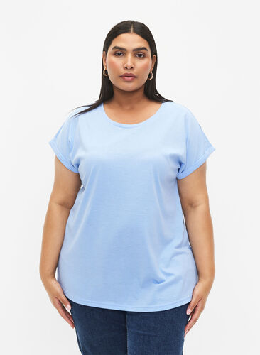Kortärmad t-shirt i bomullsmix, Serenity, Model image number 0